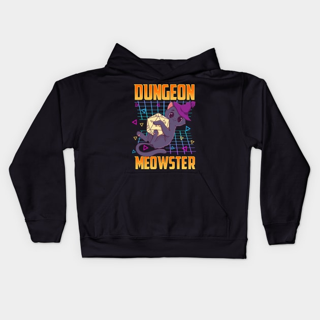 Dungeon Meowster Tabletop Gamer Kids Hoodie by theperfectpresents